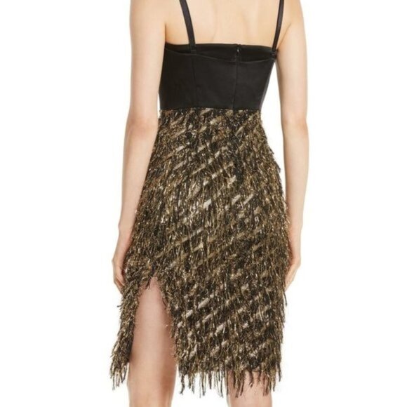 MILLY Black/Gold Tara Diagonal Metallic Cocktail - Picture 2 of 7